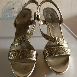 Gold guess heels